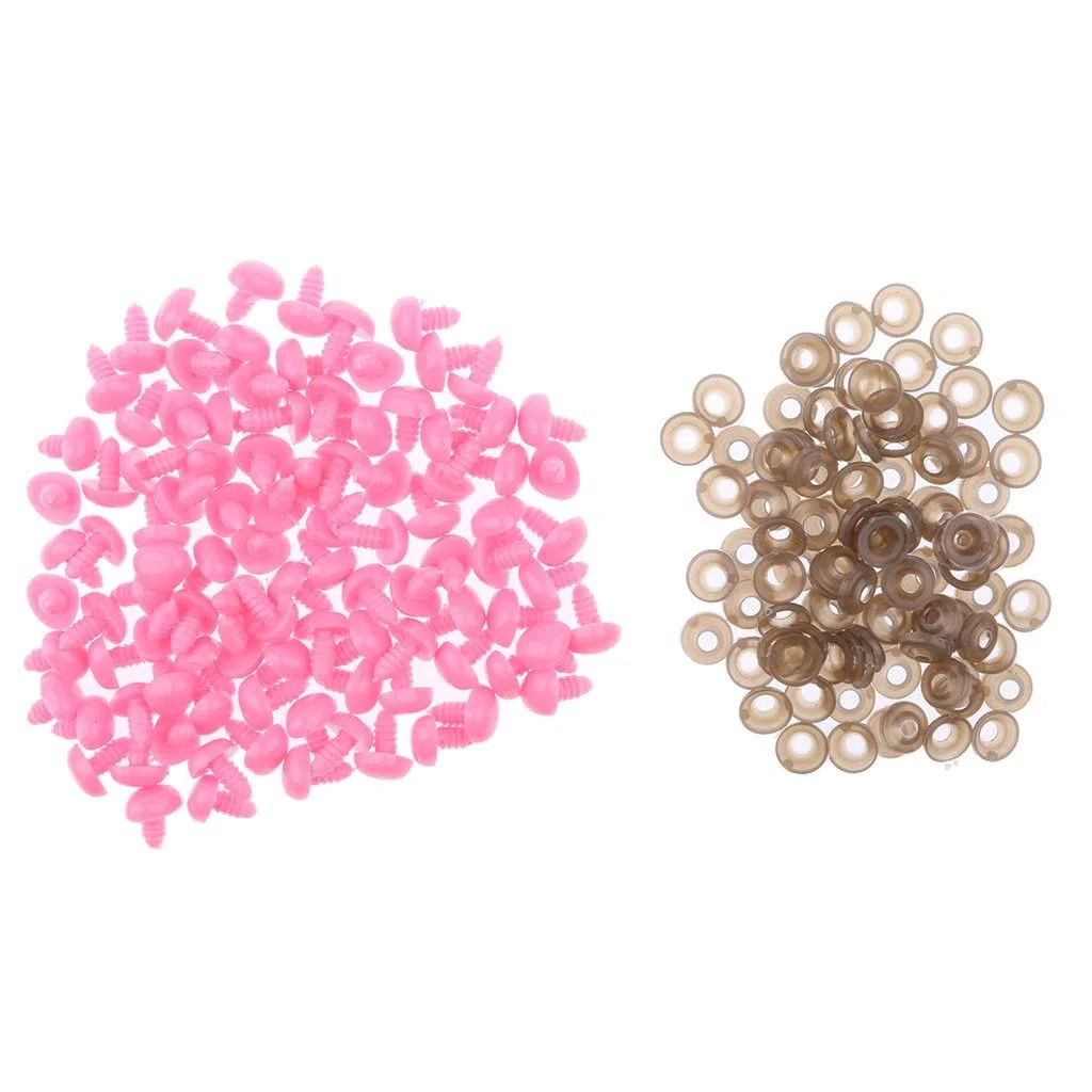zalati Nasi per Bambole 100 pezzi con rondella di estremità del filo in plastica per infeltrimento ad ago Giocattolo per bambole - Rosa, 13 * 15 mm/ 0,5 * 0,6 pollici