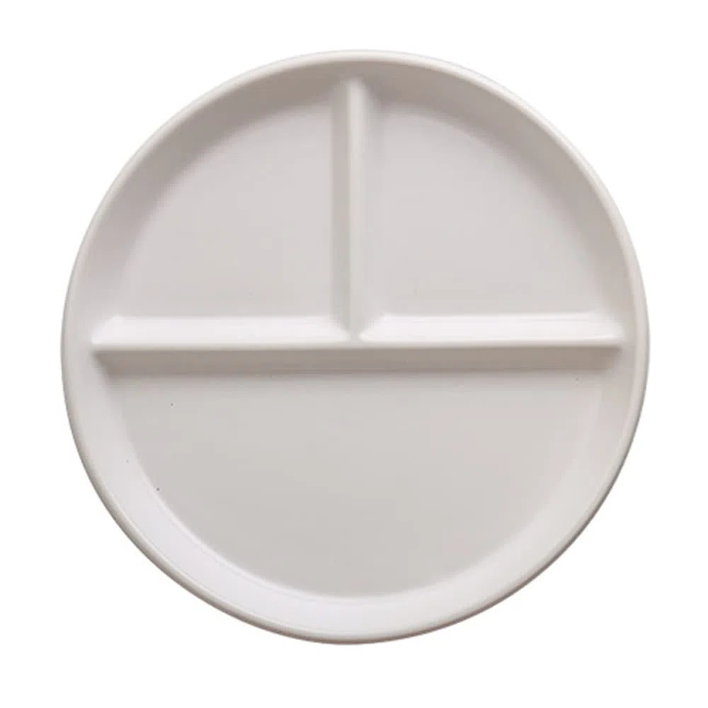 Piatto 3 Scomparti Ceramica, Piatto Diviso Dieta per Adulti, Piatti per Snack, insalata, Dessert, Spaghetti, Bistecca (8 Pollici)