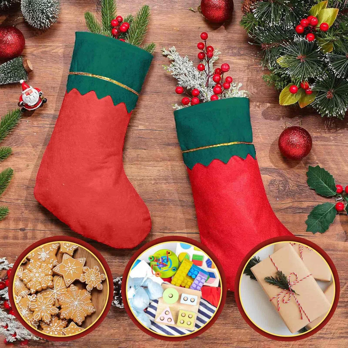 Calze della Befana Vuote,12 Pezzi Calza Befana Grande Vuota,Calze di Natale da Appendere per Decorazione Natalizia Camino Fai da Te 36 x 23 x 16cm