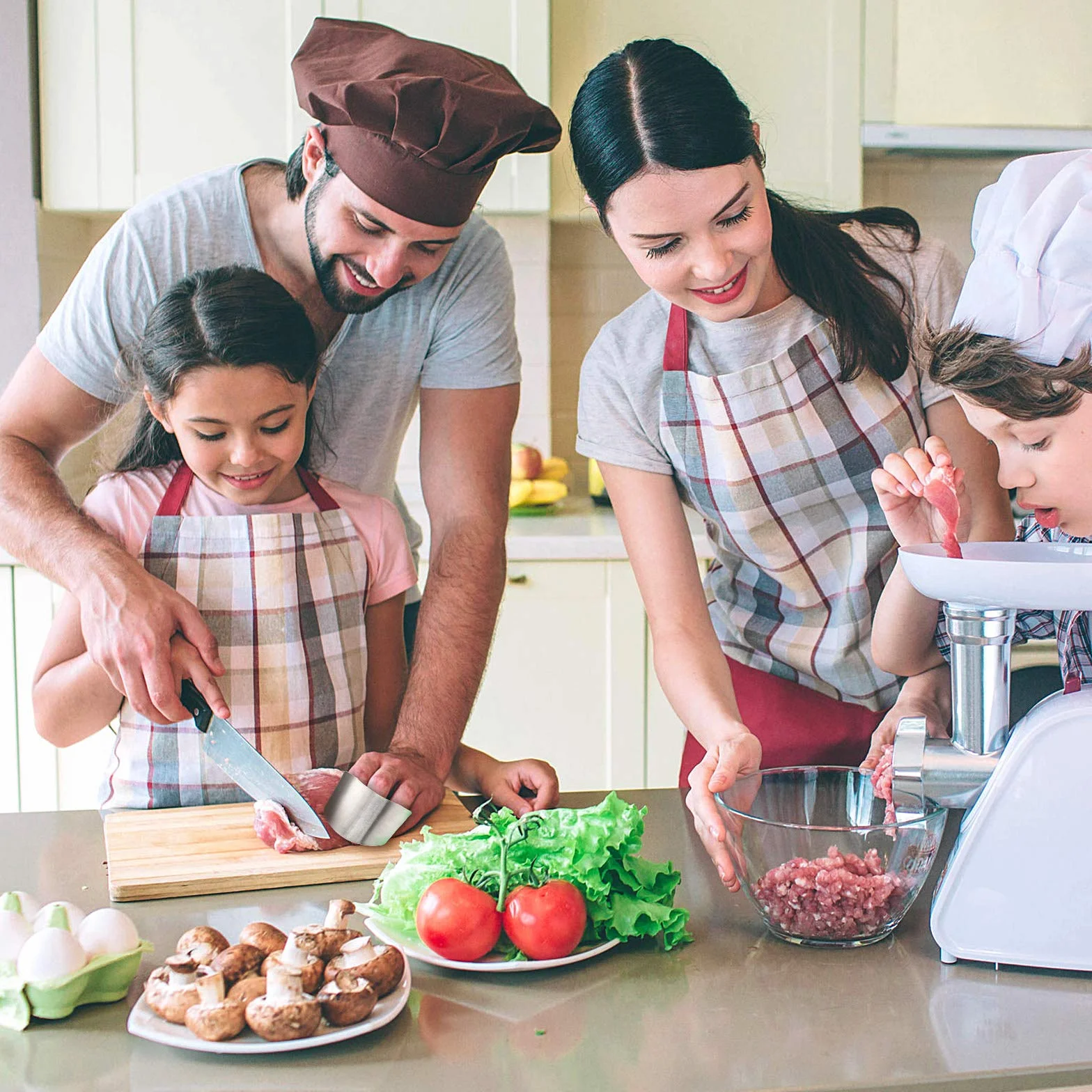 Salvadita in Acciaio Inossidabile Protezione Sicura per Dita Protezione Sicura per Dita Protezione del Coltello per Cucina Affettare Cubettare Tritare (2 Pezzi)