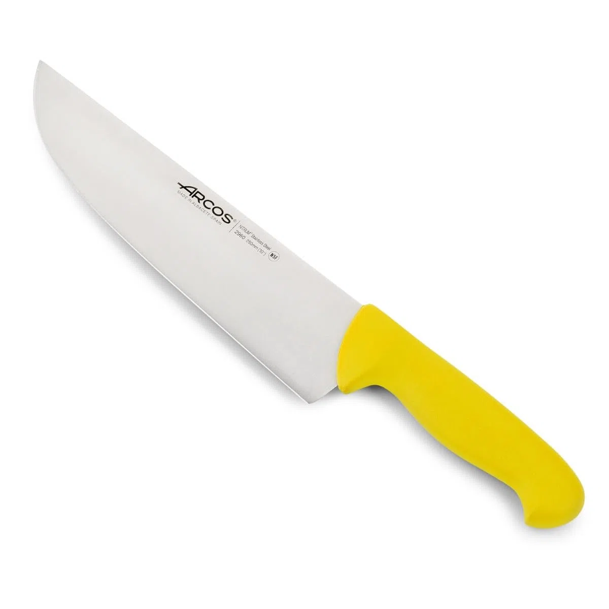 Arcos Serie 2900 - Coltello Scannare Coltello Macellaio Coltello Bistecca - Lama Acciaio Inossidabile Nitrum 250 mm - Manico Polipropilene Colore Giallo