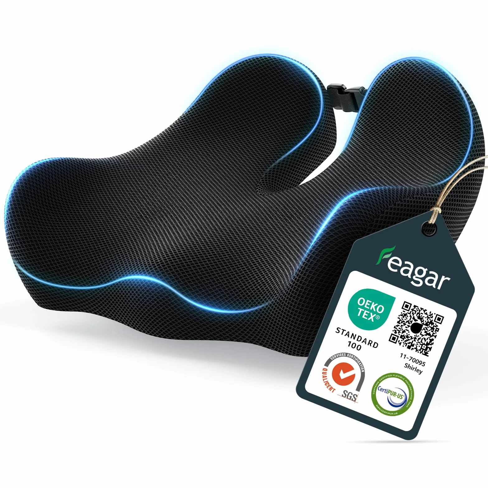 Feagar Cuscino Sedia Ufficio con Memory Foam - Cuscino Ortopedico Seduta per Alleviare Dolore al Coccige - Cuscino Ergonomico Sedia Ufficio - Design di Supporto Ideale per 80-120 kg