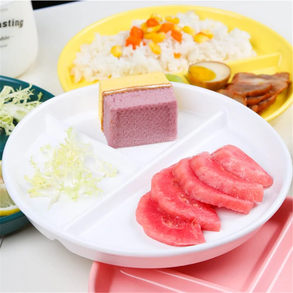 Piatto 3 Scomparti Ceramica, Piatto Diviso Dieta per Adulti, Piatti per Snack, insalata, Dessert, Spaghetti, Bistecca (8 Pollici)