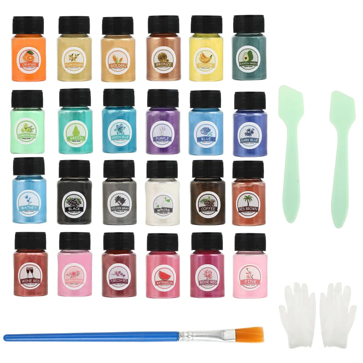 Epoxy resin colori per resina epossidica polvere di mica, 24 colori * 10g, pigmenti per resina epossidica per progetti DIY come sapone, resin, coloranti per candele, bombe da bagno, gioielli e slime