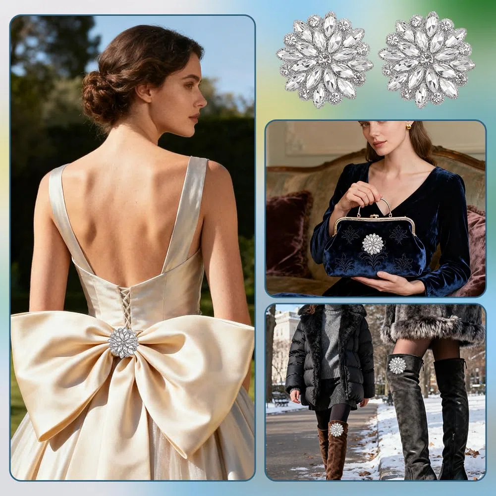 FINGERINSPIRE 4 Pz Applique Floreale in Strass di Vetro da 55mm di Diametro da Stirare e Cucire Abbellimento Fatto a Mano per Abiti da Sera, Accessori da Sposa, Decorazioni Artigianali Fai da Te