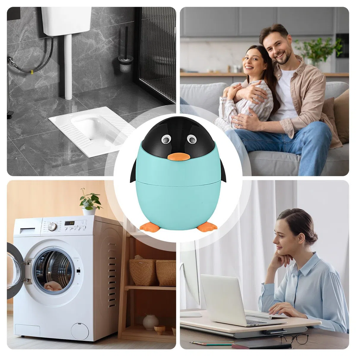 Generisch Pattumiera da cucina, pinguino, portatile, per la casa, la scrivania, l'auto, la cucina, il bagno