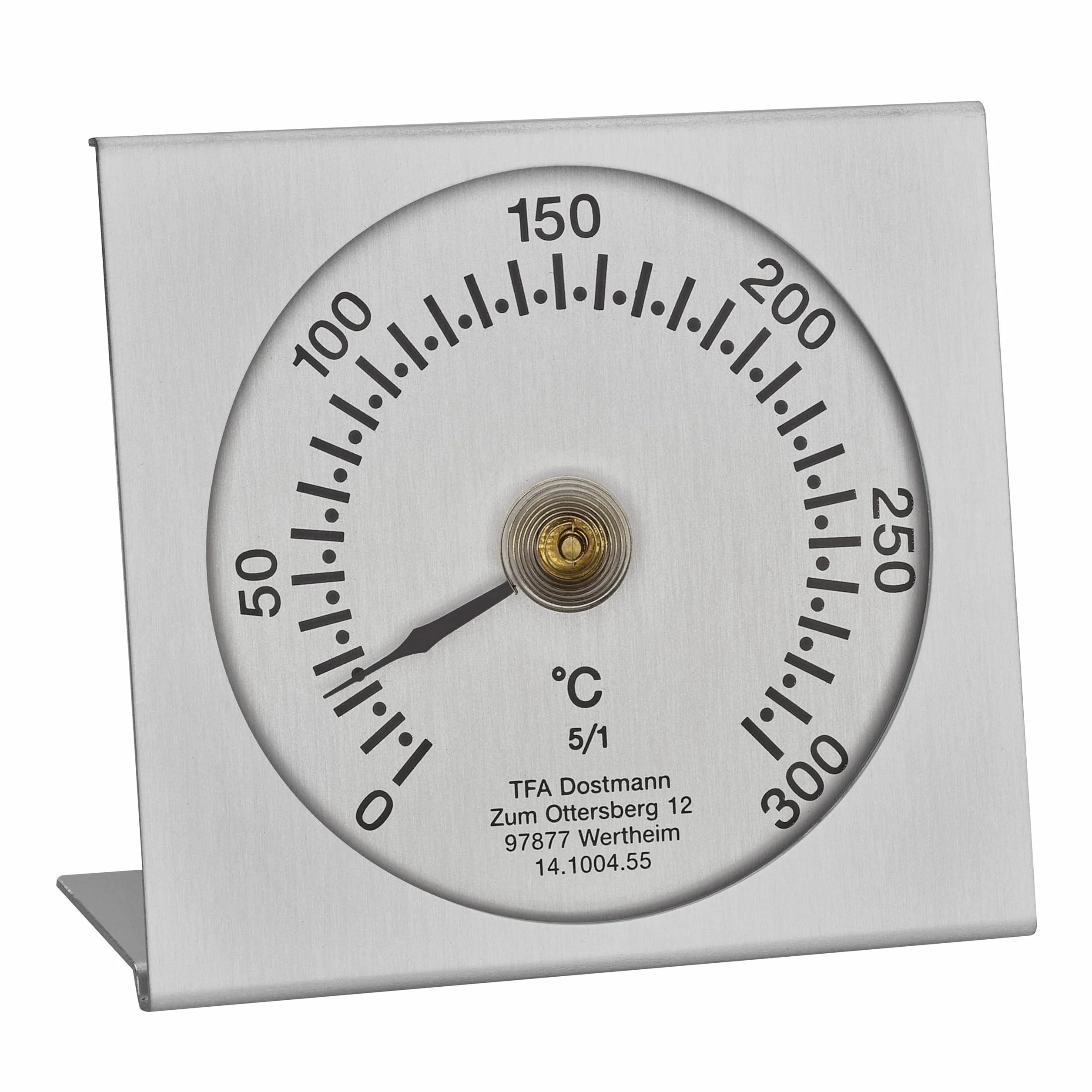 TFA Dostmann Termometro da Forno analogico, 14.1004.60, Acciaio Inossidabile/Inox, Resistente al Calore, da Cucina, per Il Forno per Pizza, pirometro, Argento