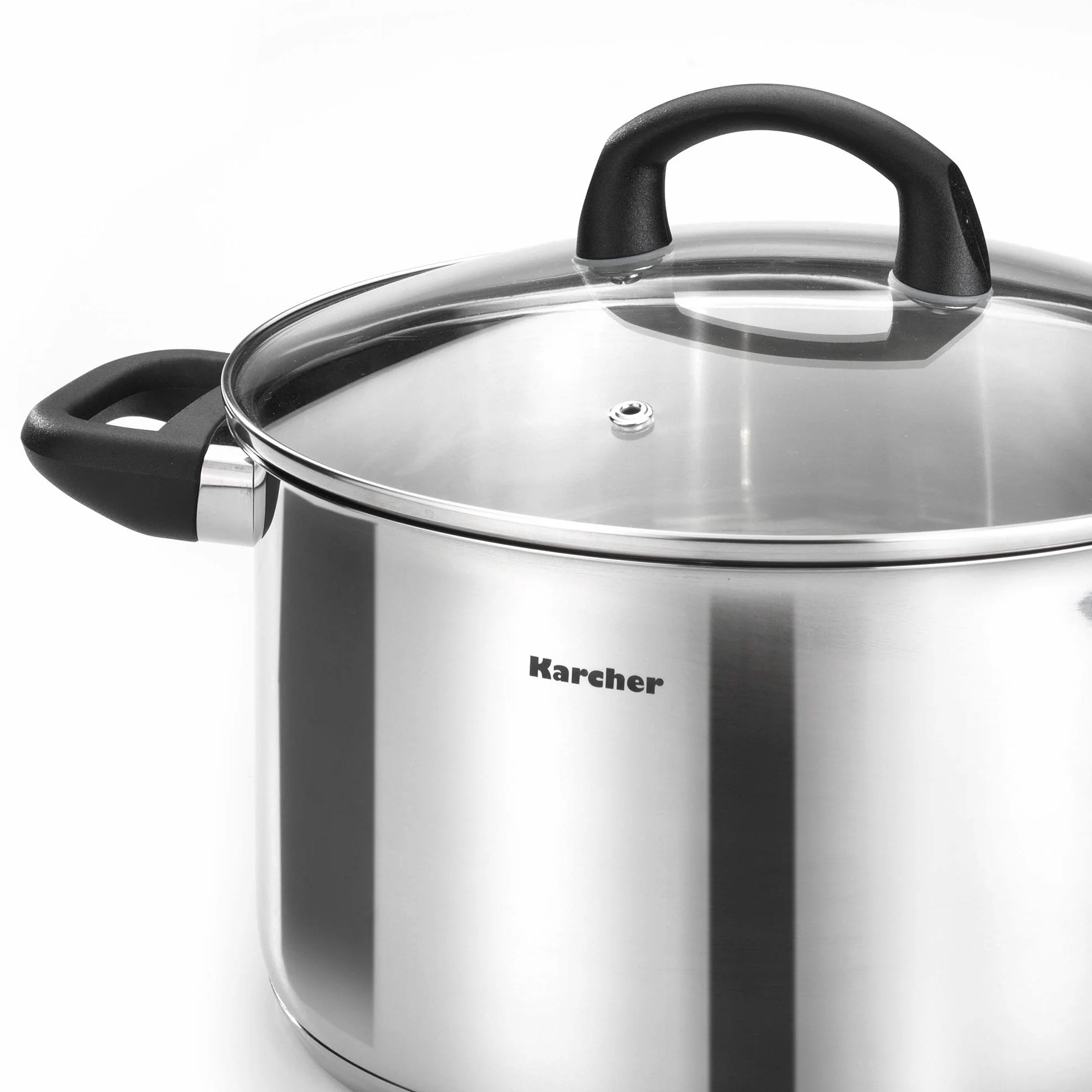 Karcher Set di Pentole Mia Include Coperchi in Vetro, Adatto ai Piani a Induzione, Acciaio Inox, 5 Pezzi