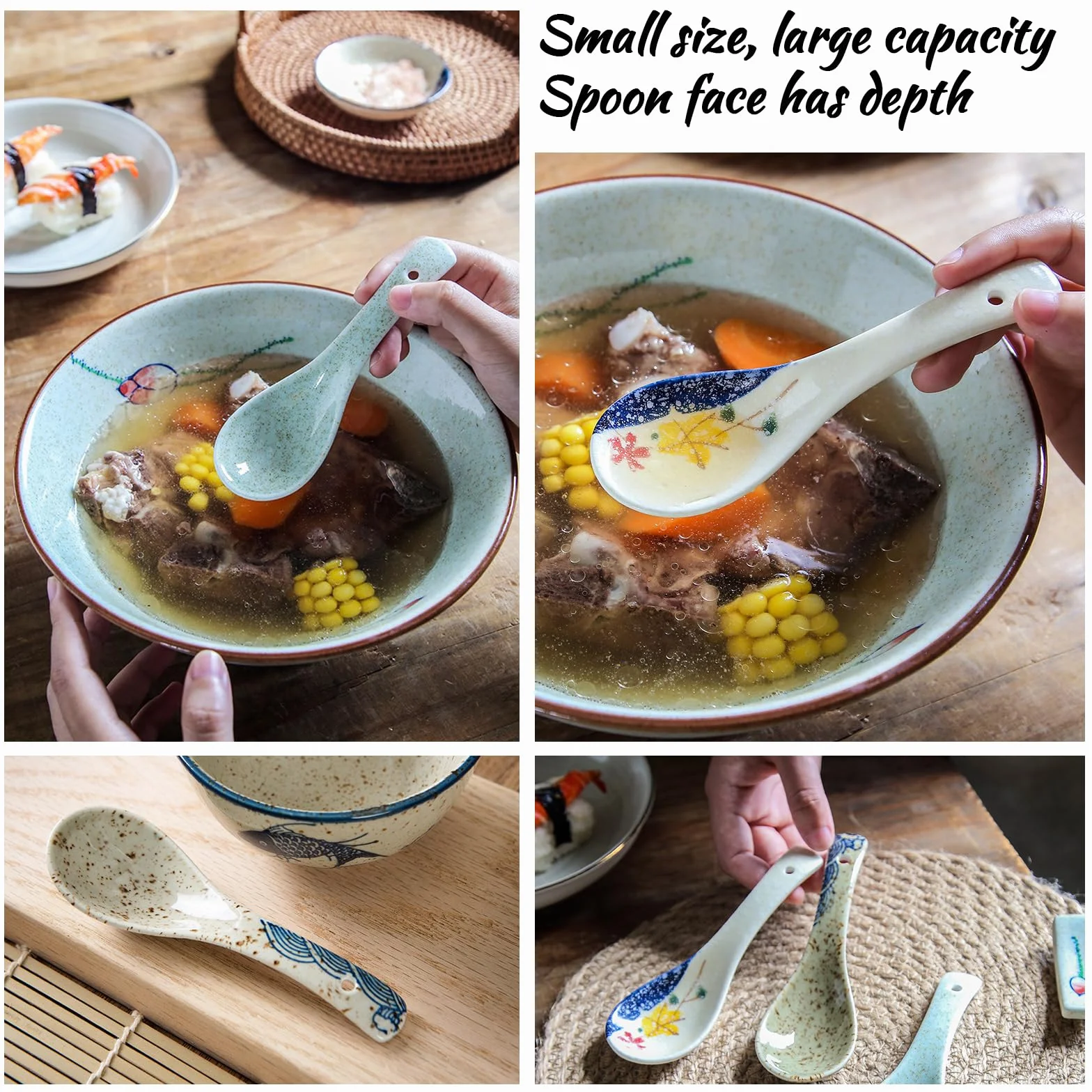 6 Pezzi Cucchiai Asiatici, Cucchiaio In Ceramica Da Zuppa