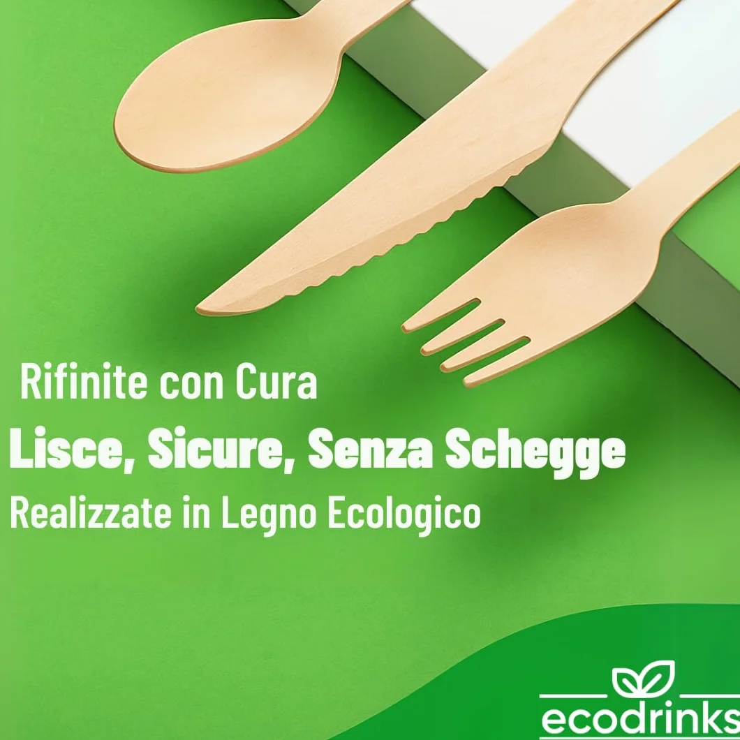 Forchette in Legno di Betulla - Biodegradabili e Compostabili - Design Rustico e Resistente - Per Feste, Eventi, Catering, Ristorazione, Uso Domestico - 16cm (500)