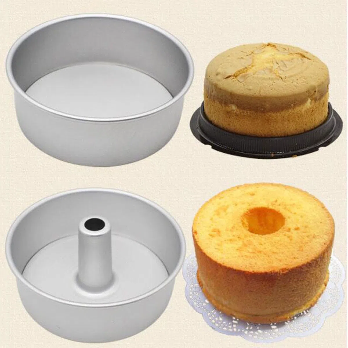 Teglia da 20,3 cm con fondo rimovibile rimovibile, teglia antiaderente per torta in chiffon, teglia in lega di alluminio, stampo per torta in chiffon, stampo per torta in chiffon, teglia rotonda per
