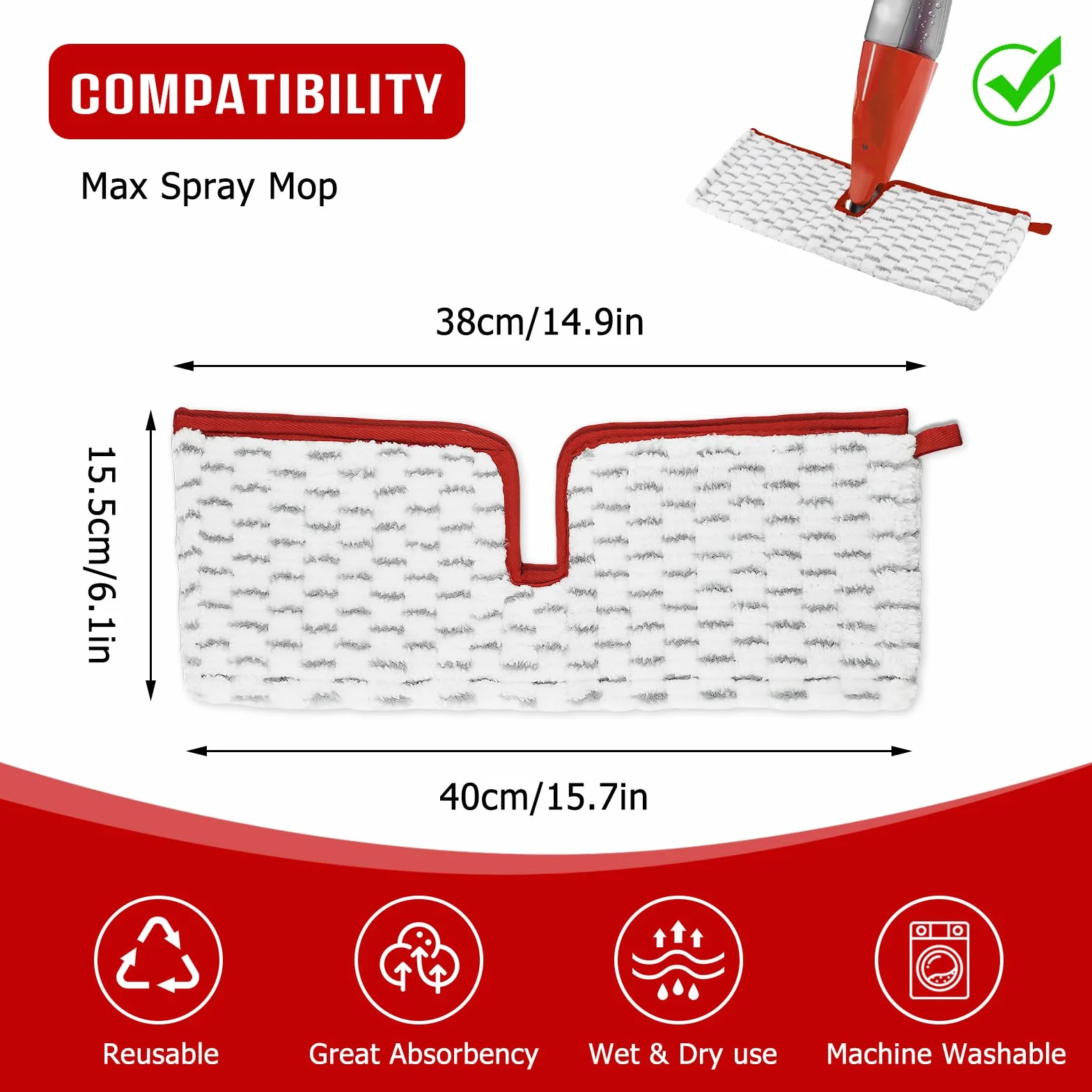 5 Pezzi per Vileda 1-2 Spray Max Lavapavimenti Ricambio Microfibra Kit, Panno in Riutilizzabile Scopa Lavapavimenti per Vileda Spray Max, per Adatto a Tutti i Pavimenti