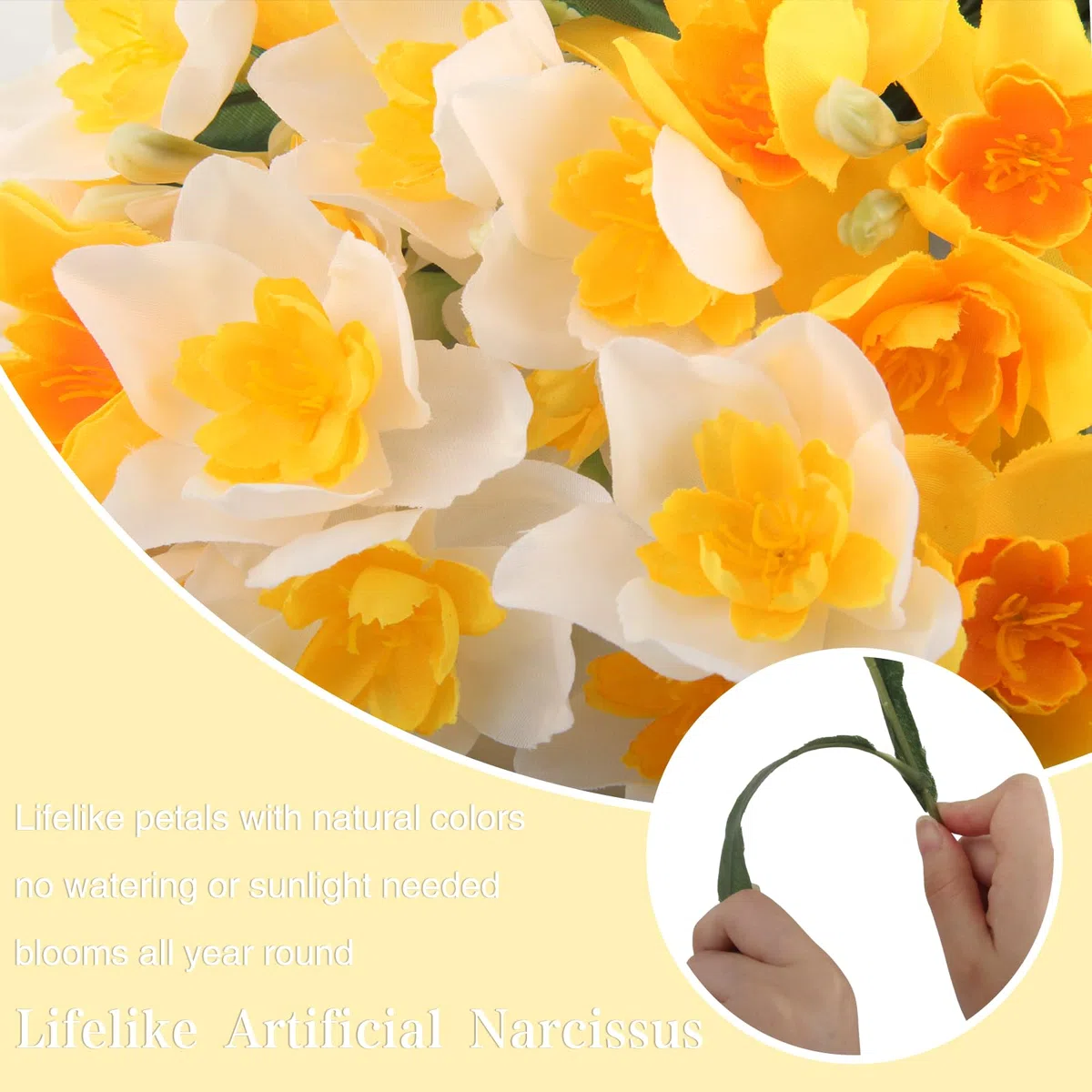 8 Pezzi Fiori Artificiali Narcisi Fiori Finti per Decorazioni Fiori Artificiali Bianco Giallo Fiori Finti da Esterno Adatto per la Decorazione di Esterni Balconi Interni Giardini