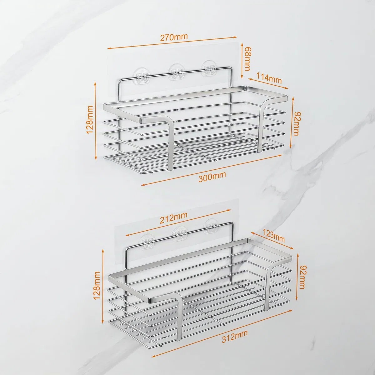 Ibergrif M34036A, Portasapone da doccia, Portasapone da doccia senza foratura, Cestino da doccia sospeso in acciaio inox, Grigio