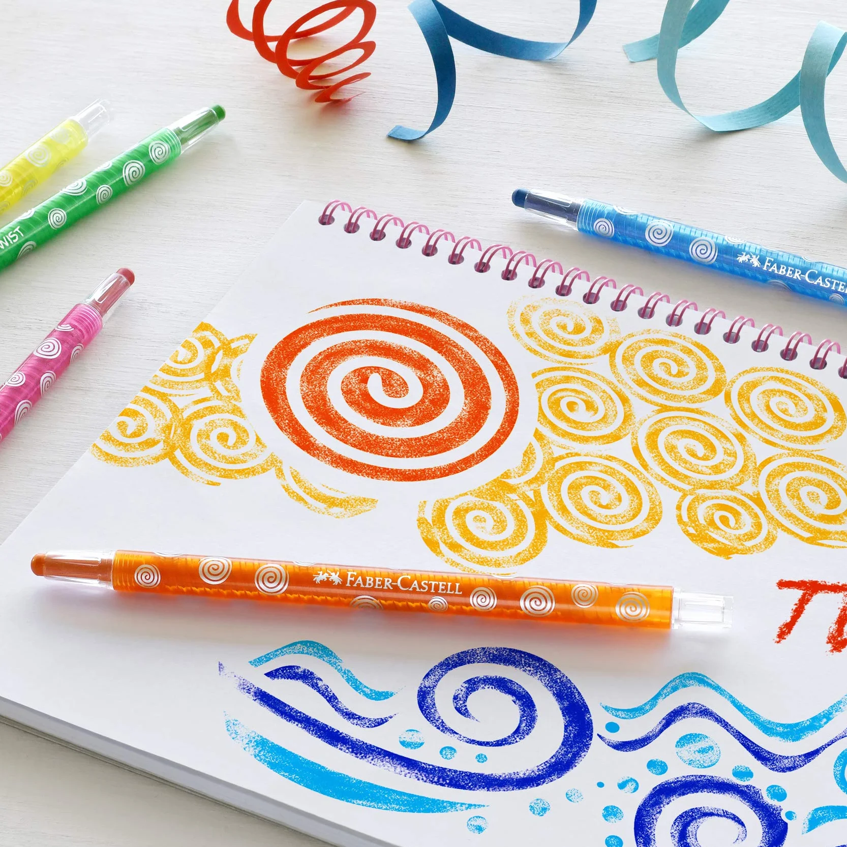 FABER-CASTELL 120004 - Pastelli a cera, girevoli, 24 pastelli a cera per bambini e adulti