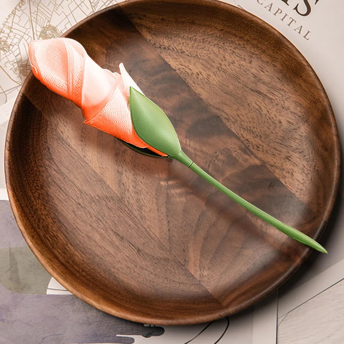 12 confezioni di portatovaglioli Bloom, anelli per tovaglioli verdi, porta tovaglioli a gambo di fiore intrecciato, set di 12 per la decorazione e gli allestimenti della tavola da cucina e di casa