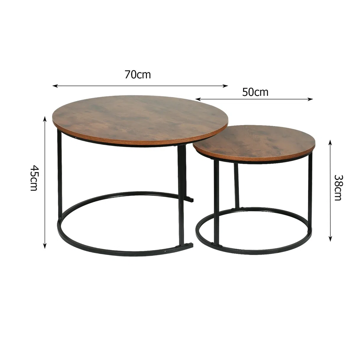 HUOLE Tavoli estraibili rotondi Set di 2 pezzi, con telaio in metallo dorato, piano in finto marmo, per soggiorno, camera da letto, ufficio, appartamento -B (60 x 60 x 45 e 40 x 40 x 38) in legno