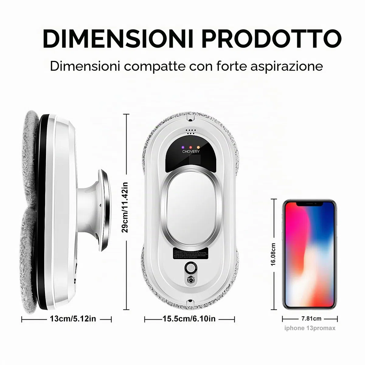 CHOVERY CL-1 Robot Lavavetri, Lavavetri Elettrico Telecomandato, Sistema di Rilevamento Intelligente dei Bordi, Lavavetri Magnetico