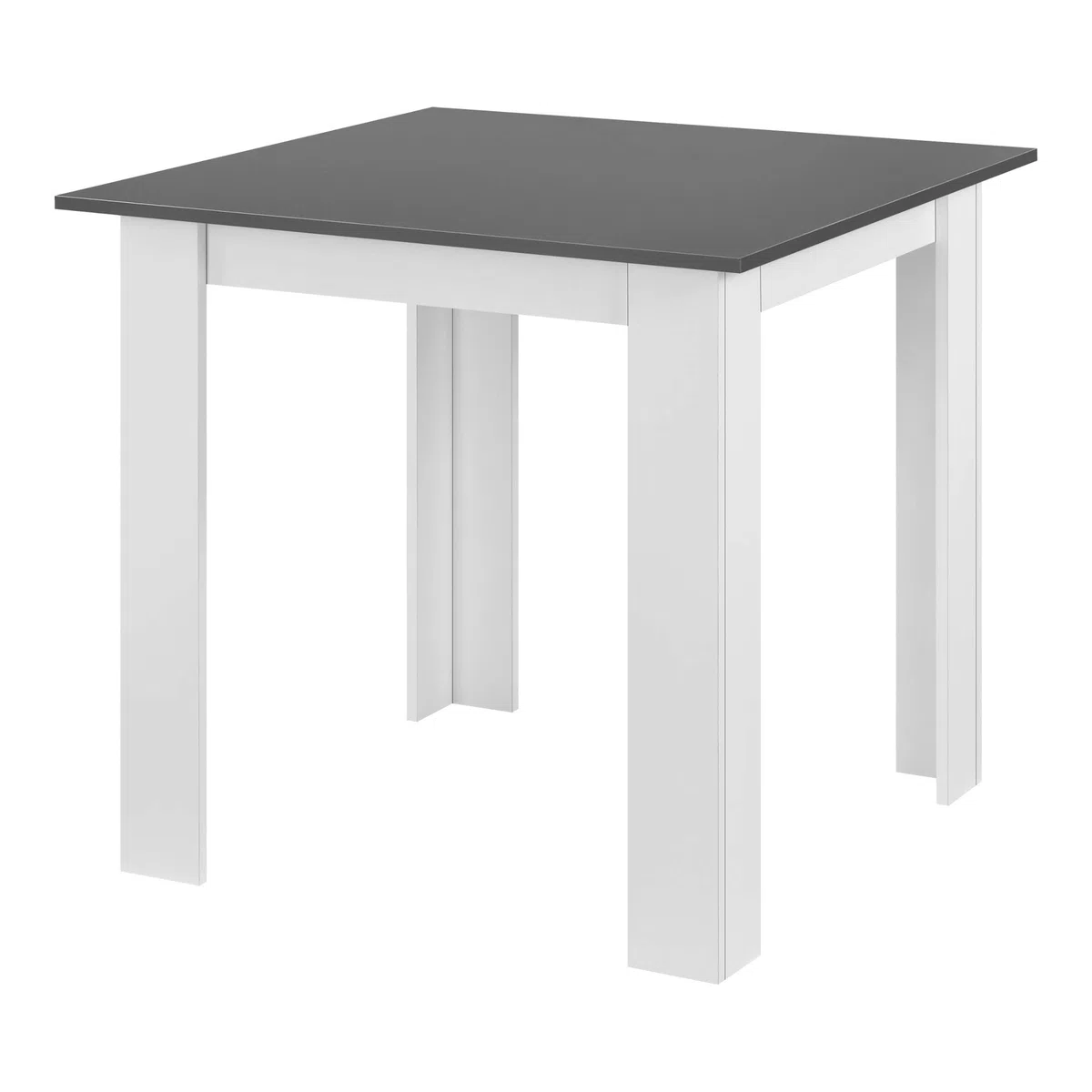 [en.casa] Tavolo da Pranzo con Piano Quadrato e Gambe a Forma di L 80 x 80 x 76cm Tavolo da Cucina in Design Moderno - Bianco/Grigio Scuro
