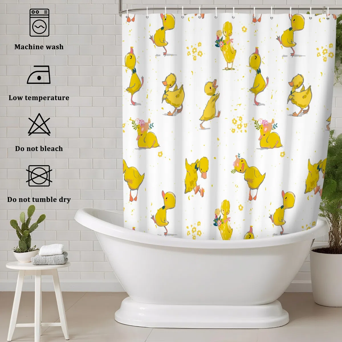 Tenda da Doccia Giallo Anatra Cartone Animato Carino Animale Anatra Pet Bagno Tenda Divertente Animale Giallo Fiore Bagno Tenda Impermeabile Vasca da Bagno Tenda 180x180cm