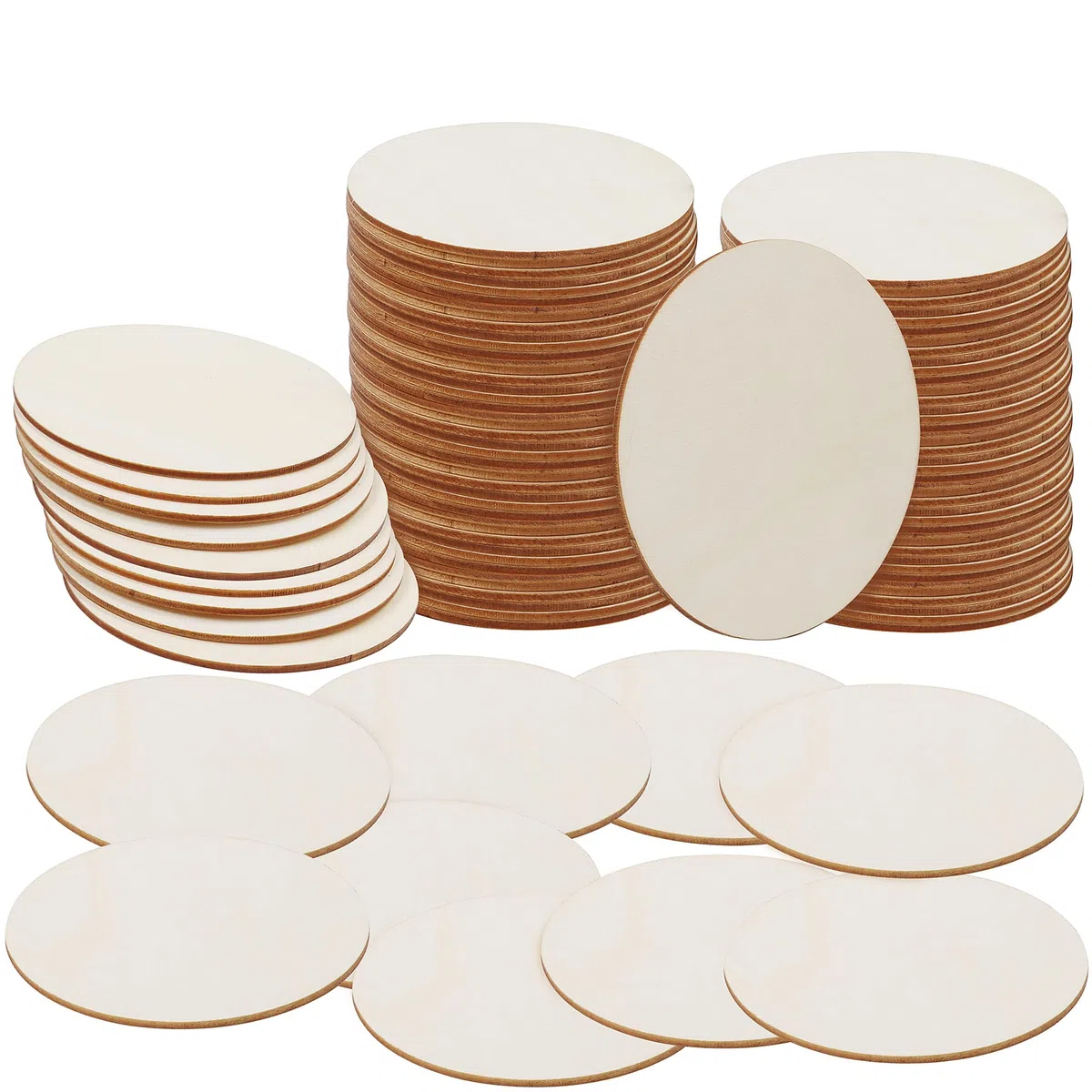 Belle Vous 100pz Dischi Legno Naturale da 10 cm, Spessore 2 mm - Cerchio Grezzo per Decorazioni, Artigianato, Ornamenti e Sottobicchieri Fai da Te