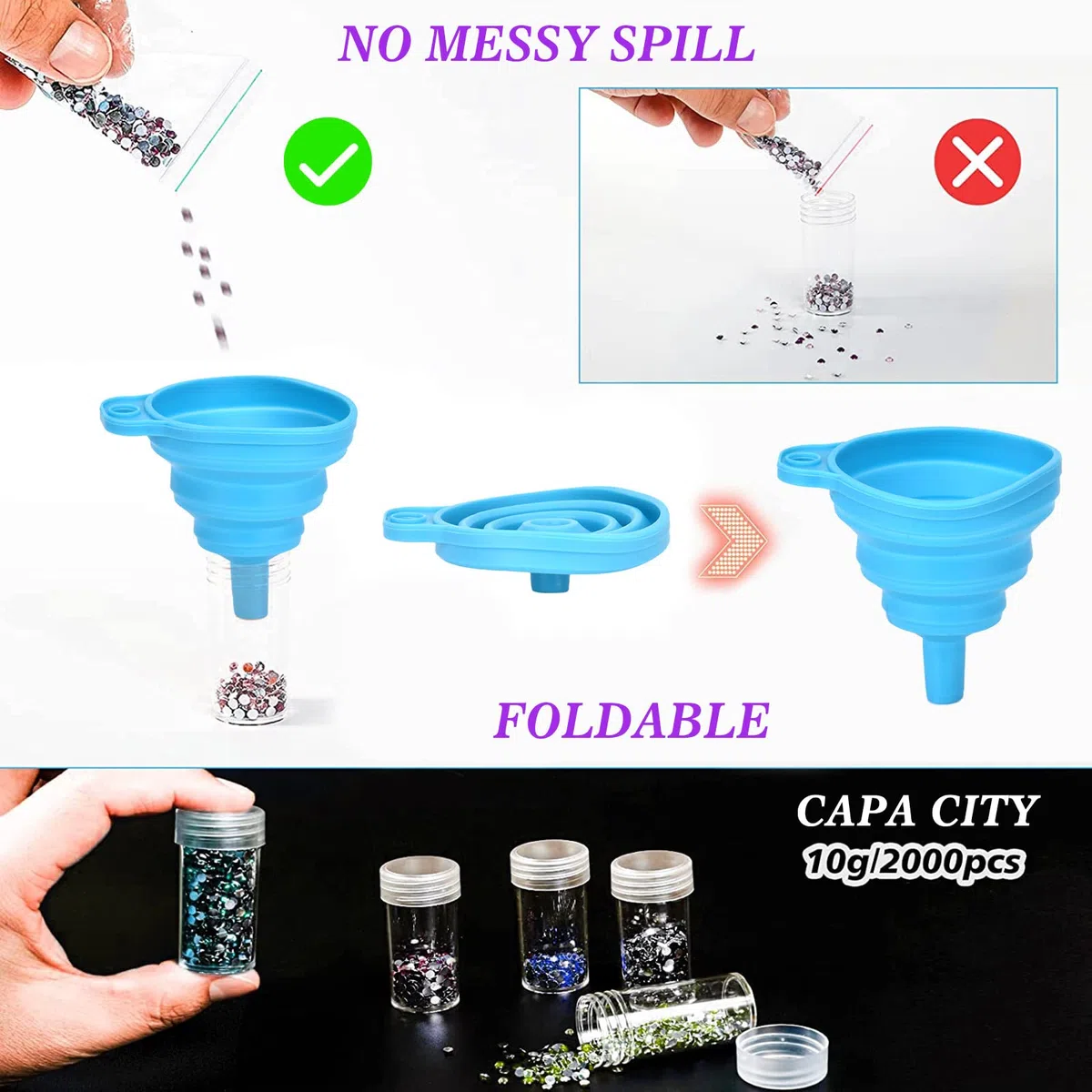 Scatola di immagazzinaggio per pittura a diamante 5D, scatola con imbuto, scatola di ordinamento per ricamo portatile, Quick Point - Cassetta, artigianato fai da te pinzette 60 scomparti