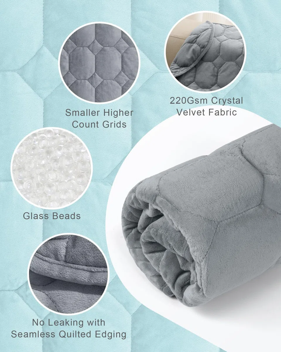 Coperta Sovrapponibile Ponderata 3,2 kg, Soffice Coperta di Velluto di Cristallo di Lusso per Adulti, Piccola Coperta Ponderata per Rilassamento, Sonno, Viaggio, Grigia, 74 cm x 61 cm