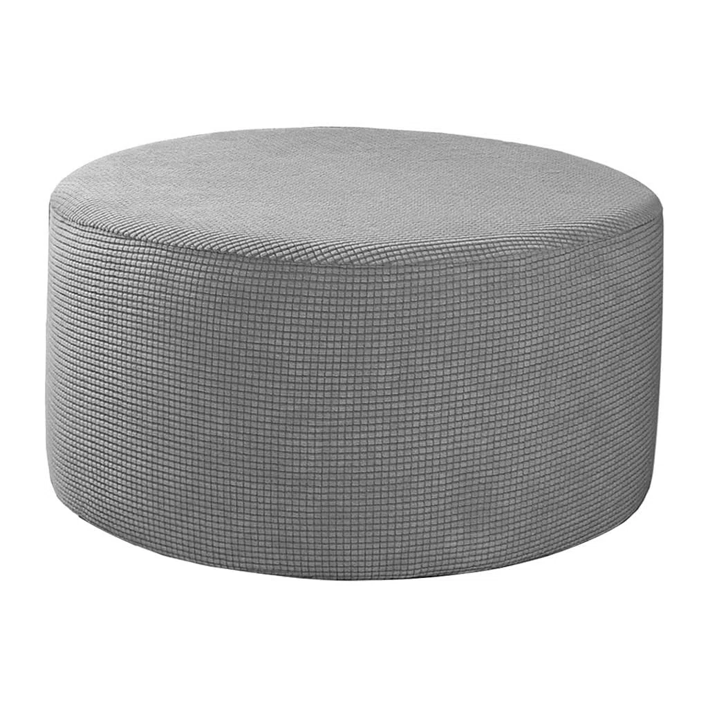 Baoblaze Ottoman Fodere Rotondo Poggiapiedi Poggiapiedi Protector Cover in Tessuto Elasticizzato di Stoccaggio Pouf Copre, di Alta Spandex Fodera Lavabile in - Grigio