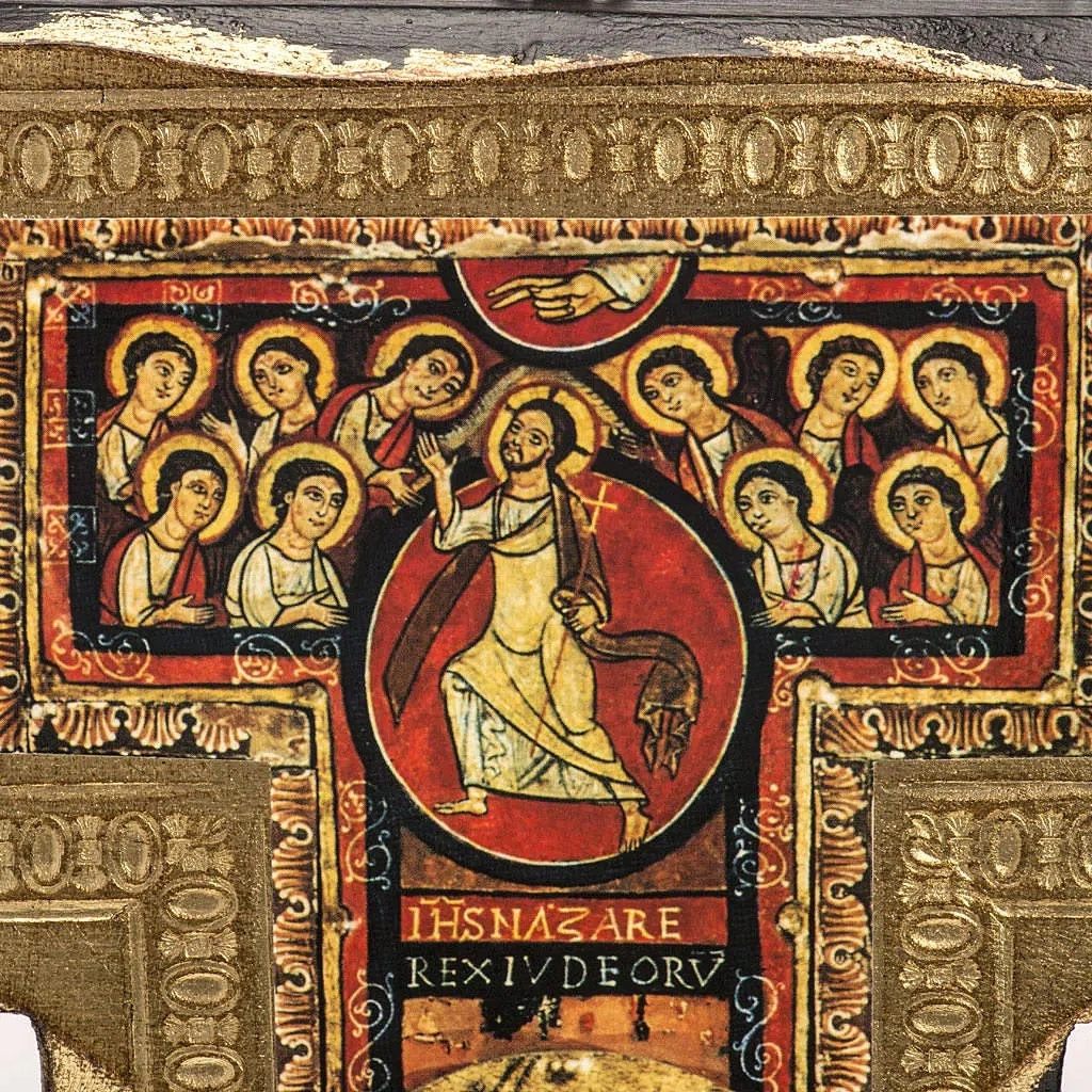 Holyart Crocifissi in legno: Crocifisso San Damiano legno bordo irregolare, 21 cm (8.27 inc.)