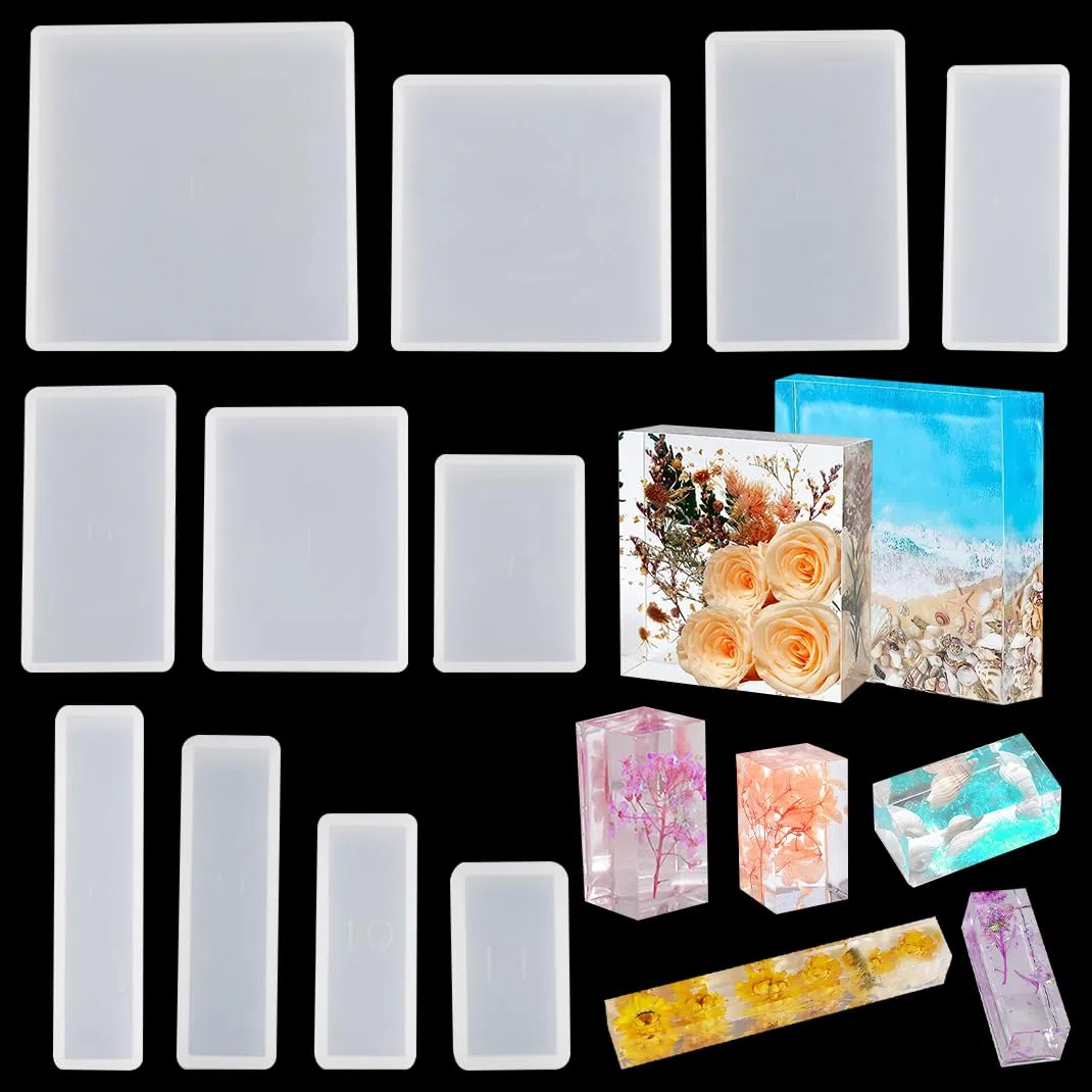11 pz Stampi Resina Epossidica Cubica Rettangolari Quadrato Stampi Quadrata Stampi Cubo Rectangular Ornament, Stampi Candela Fai Da Te Decorazione