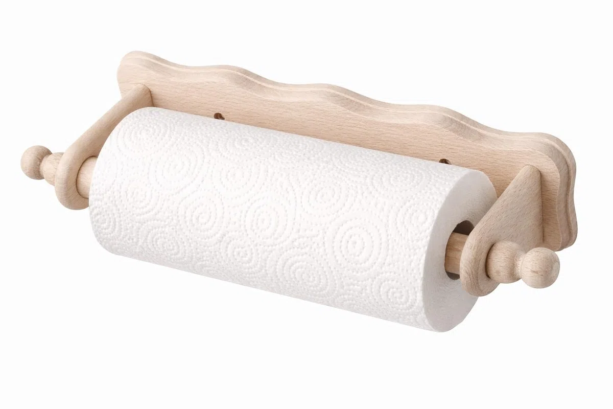 Wooden World Nuovo Cucina PORTAROTOLO FAGGIO Legno Muro Foglio Rotolo Asciugamano di Carta DISTRIBUTORE – Chiaro