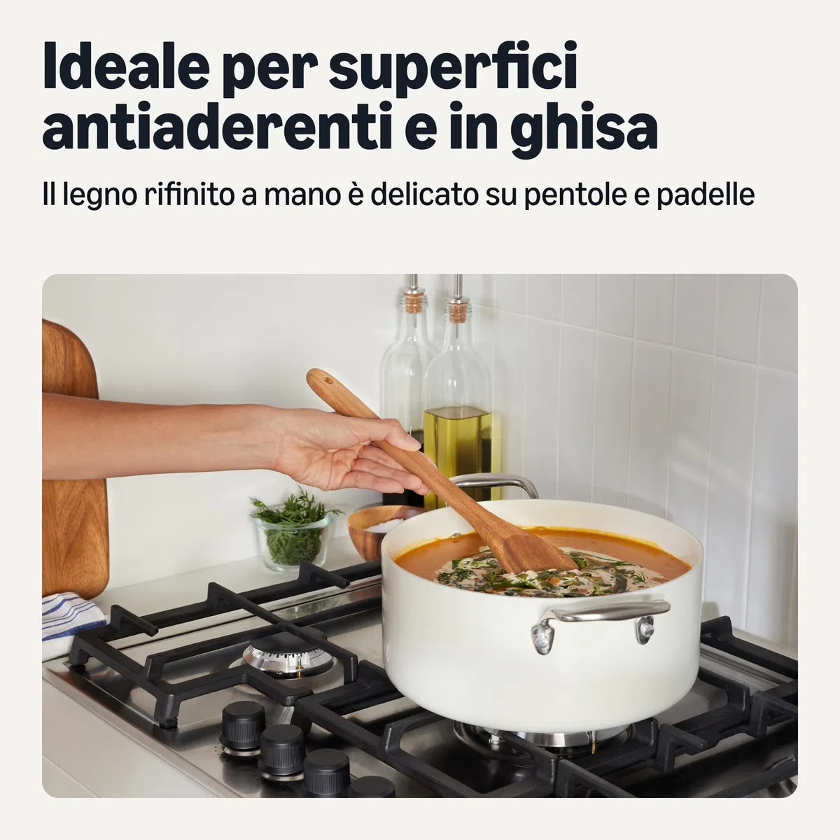 Amazon Basics - Utensili da Cucina in Legno, Set di 6 Pezzi, Legno di Acacia, Pre-Trattati con Olio, Sicuri per l’Uso con le Pentole