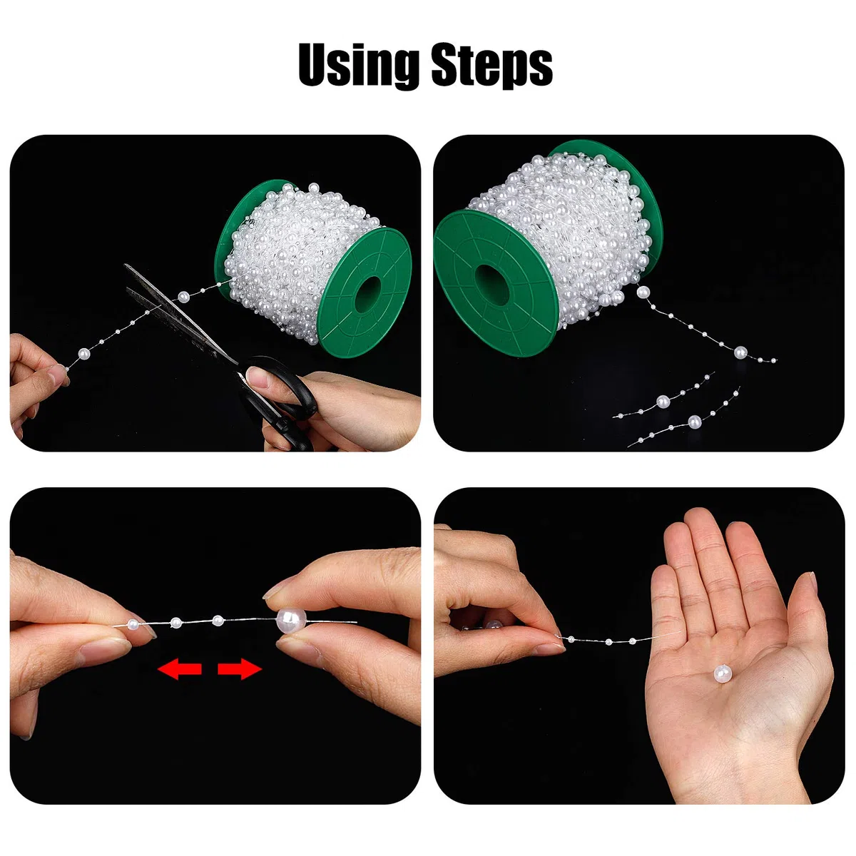 Ghirlanda di Perle 60 Metri Catena di Perle Artificiale Ghirlanda Fili Perline Bianco DIY Decorazioni per Martimonio Natale Ornamenti