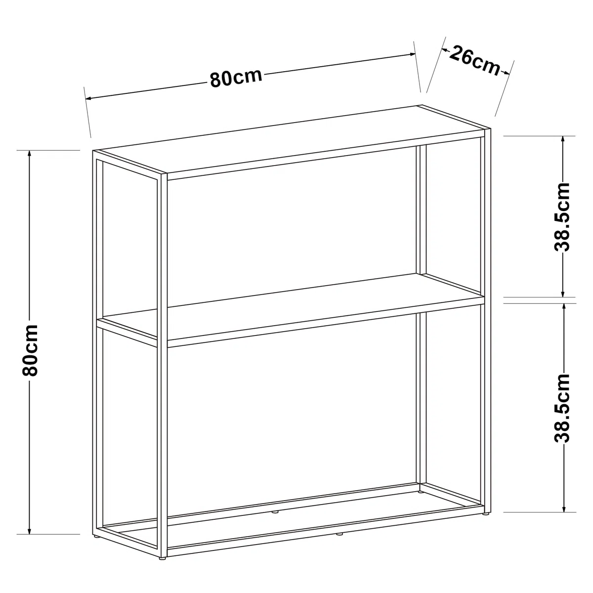 [en.casa] Tavolo a Consolle con 2 Piani Mobile Stretto da Ingresso Consolle in Acciaio Scaffale da Terra Espositore 80 x 80 x 26 cm - Bianco opaco