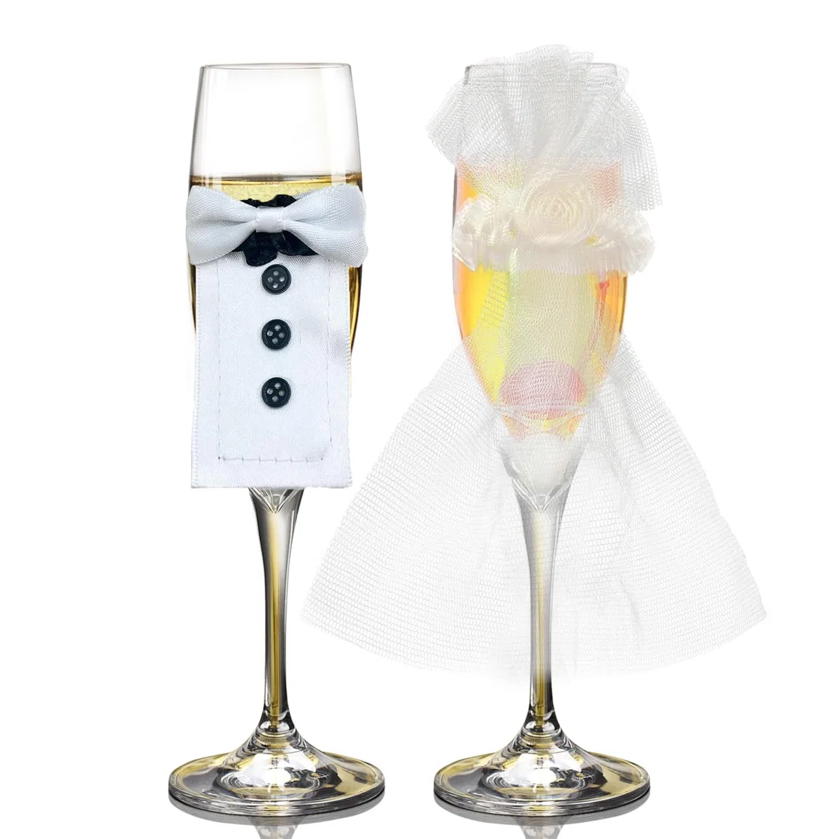 Set di 4 bicchieri da champagne per matrimonio con 'sposi', decorazione per coppia di sposi