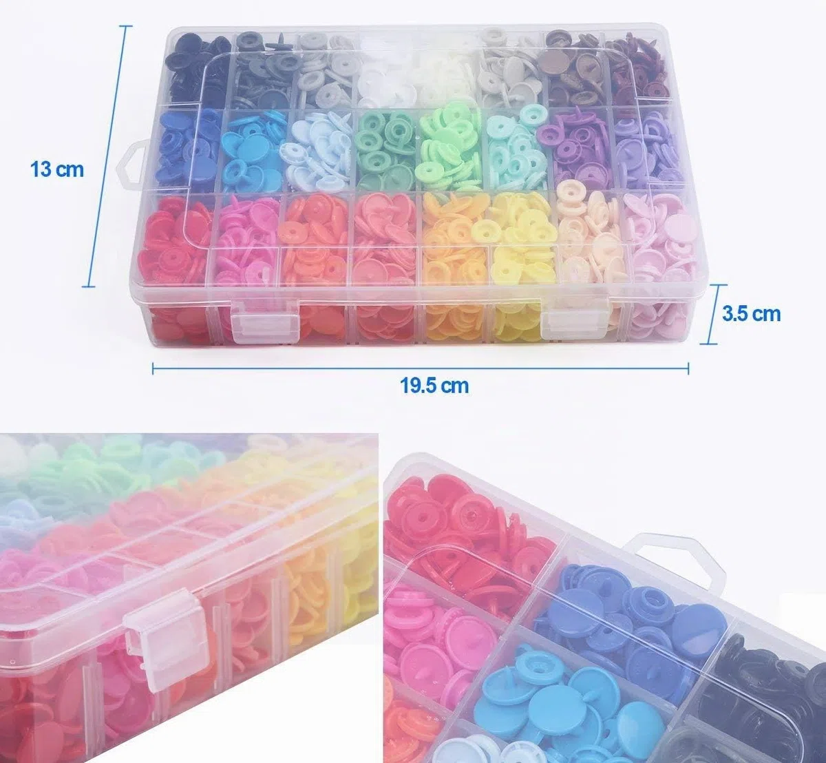 ilauke 408pz Bottoni Automatici a Pressione, Bottoni a Pressione Automatici Colorati in Plastica 24 Colori, Sewing Craft Set per Cucito Creativo Fai da Te Scrapbooking Artigianato
