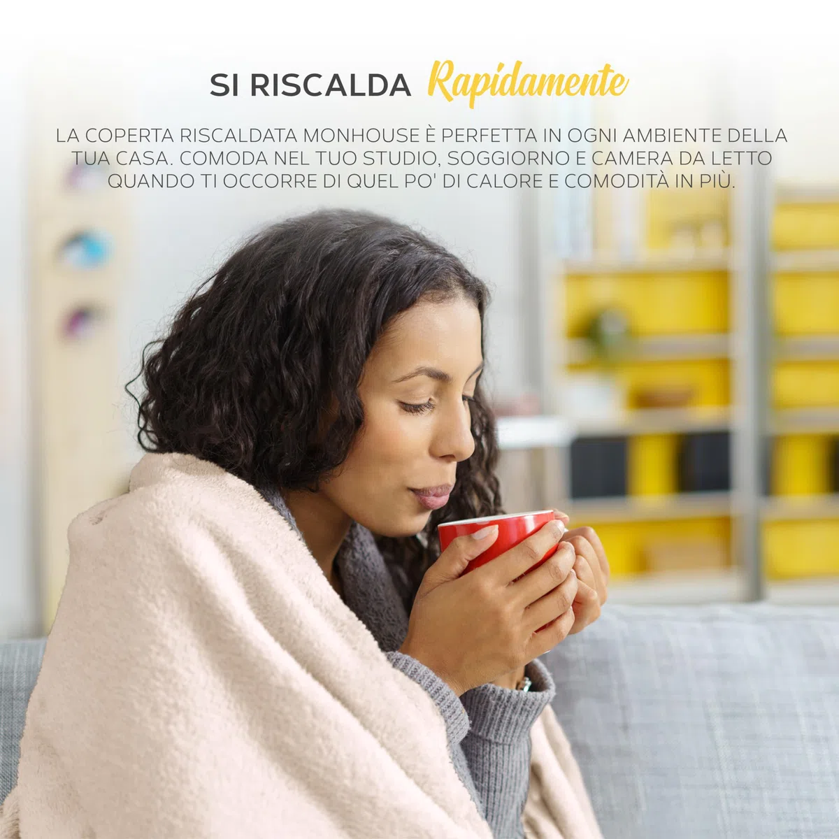 MONHOUSE Coperta Riscaldata - Coperta Elettrica - Controller Digitale - Timer Fino a 9 Ore, 9 Impostazioni di Calore, Spegnimento Automatico - Singolo 130X160 cm - Beige Shearling