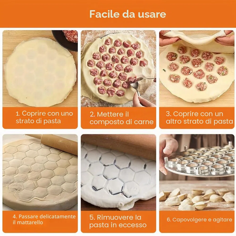 Stampo per Pelmeni, 37 Fori Stampo Gnocchi, stampo per Ravioli in Lega di Alluminio, Macchina per Ravioli, per Cucina Fai Da Te, Feste di Famiglia e Picnic