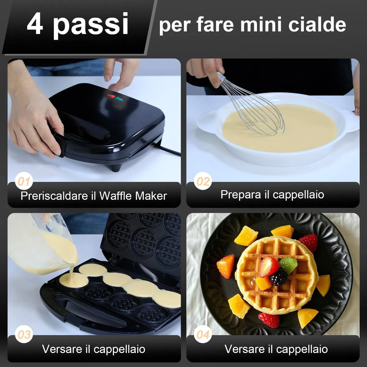 YASHE Multi Mini Waffle Maker, Piastra per Waffle, Cuocere 8 x 5 cm Piccoli Waffle, Perfetto per Famiglie, Feste e Colazione, Rivestimento Antiaderente, Design Compatto, Facile da Pulire
