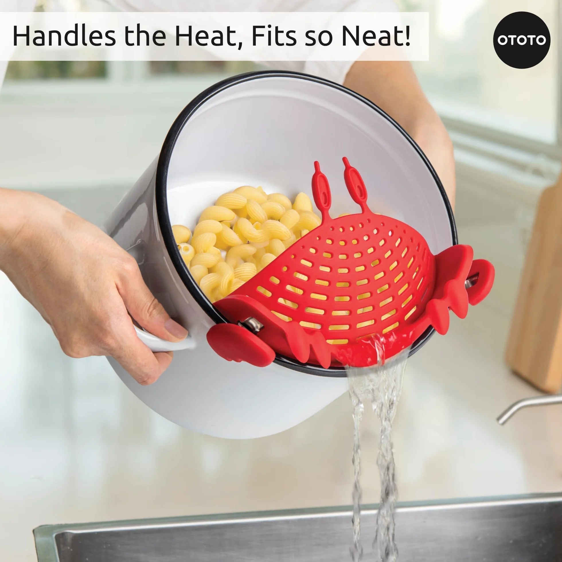 Scolapasta di OTOTO - Utensili Cucina Divertenti, Gadget Cucina, Accessori de cucina, Colino per Spaghetti e Alimenti (Granchio - Scolapasta da Pentola)