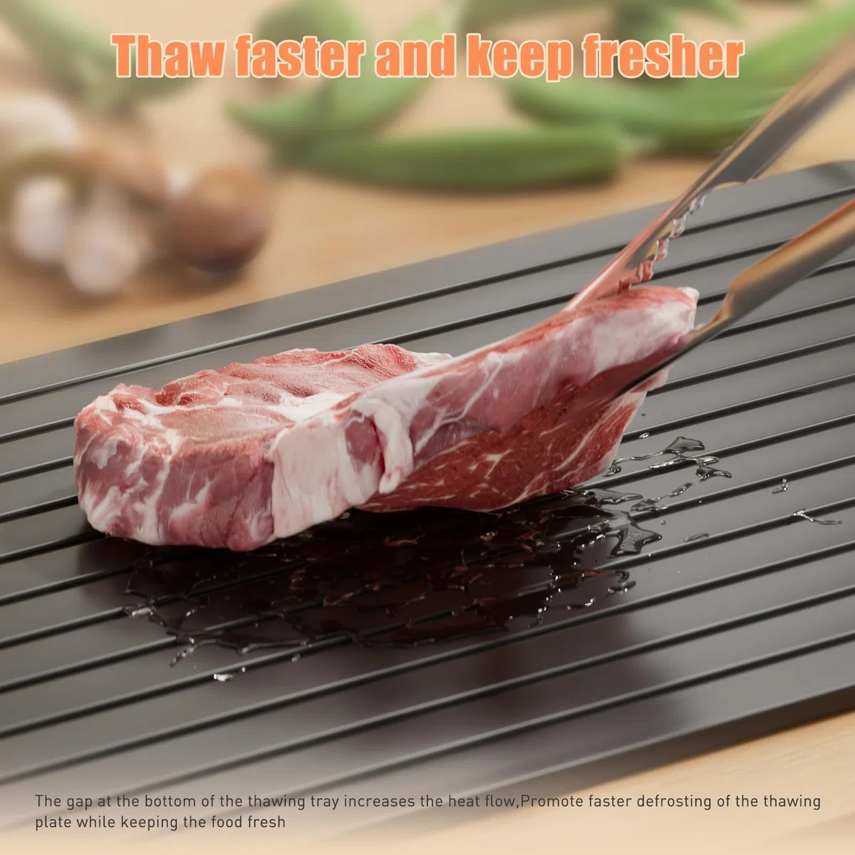 Piastra di Scongelamento in Lega di Alluminio ABDA per Scongelamento Rapido da Cucina per Congelare Ingredienti Rapidamente Come Carne, Bistecca, Pollo e Pesce - Senza Elettricità, Senza Microonde