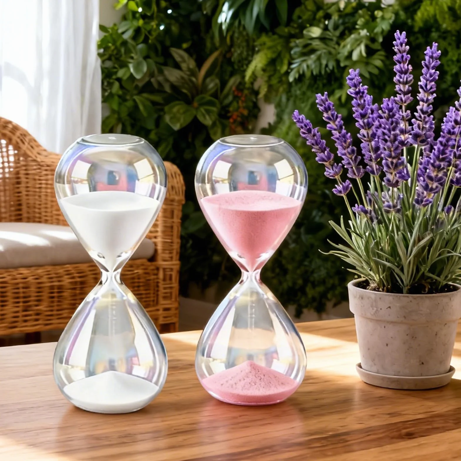 Clessidra 30 minuti, 2 pezzi Grande clessidra di sabbia, clessidra in vetro con sabbia fine, ideale per casa, scrivania e decorazione d'ufficio, rosa e bianco, 20x8cm