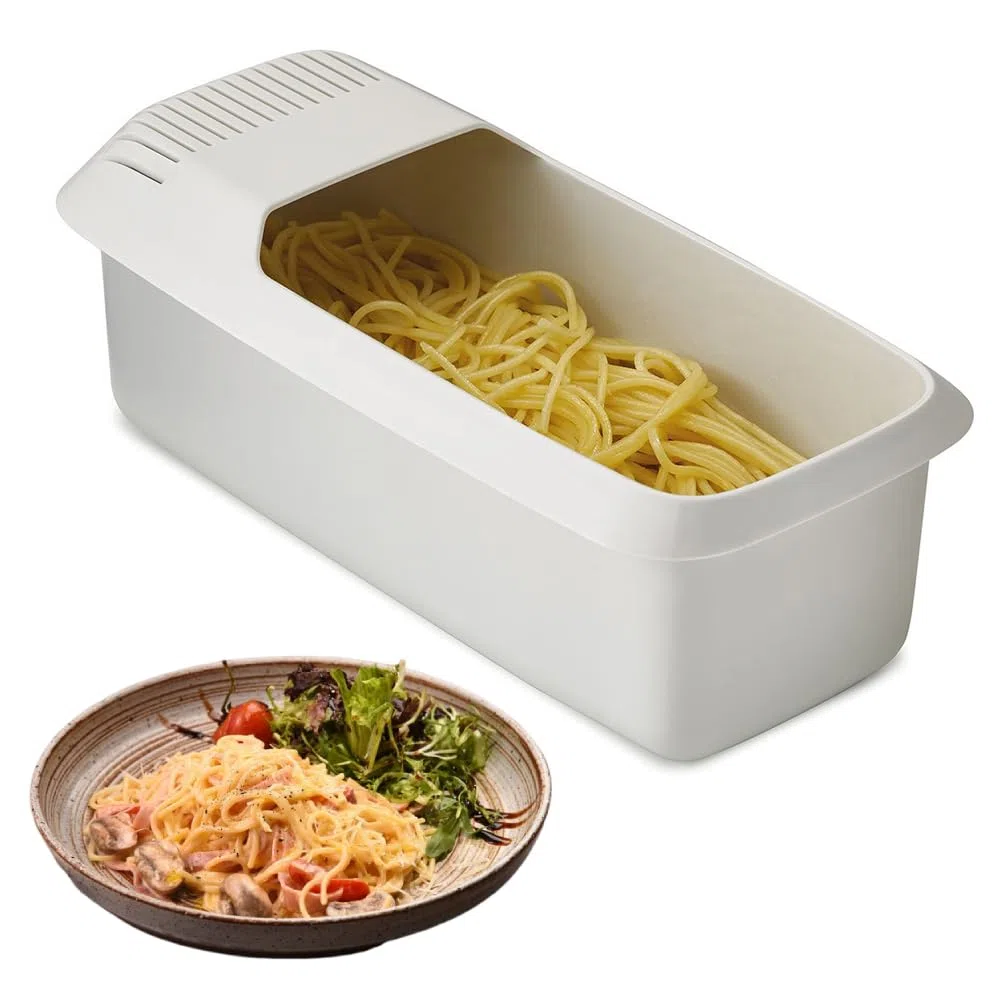 Cuoci Pasta per Microonde con Colino, Cuoci Pasta Ramen Resistente al Calore, Cottura Facile e Veloce della Pasta Macchina per Pasta Antiaderente Pentola a Vapore