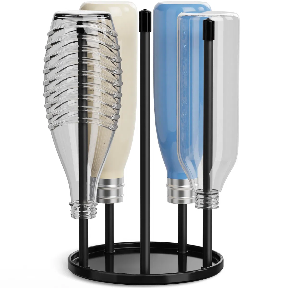 Portabottiglie per SodaStream - Scolabottiglie premium in ceramica con vassoio di sgocciolamento per 5 bottiglie SodaStream Crystal | Emil Nero