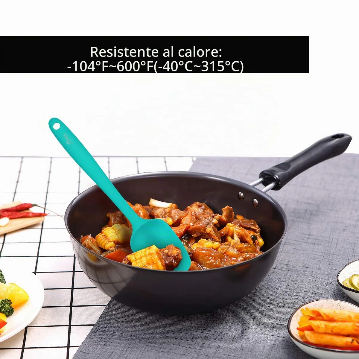 Hotec Spatole in Silicone da Cucina Utensili Cucchiaio, Spatola per Dolci, per Cottura e Miscelazione, Resistenti al Calore,Padella Antiaderente, 5 Pezzi
