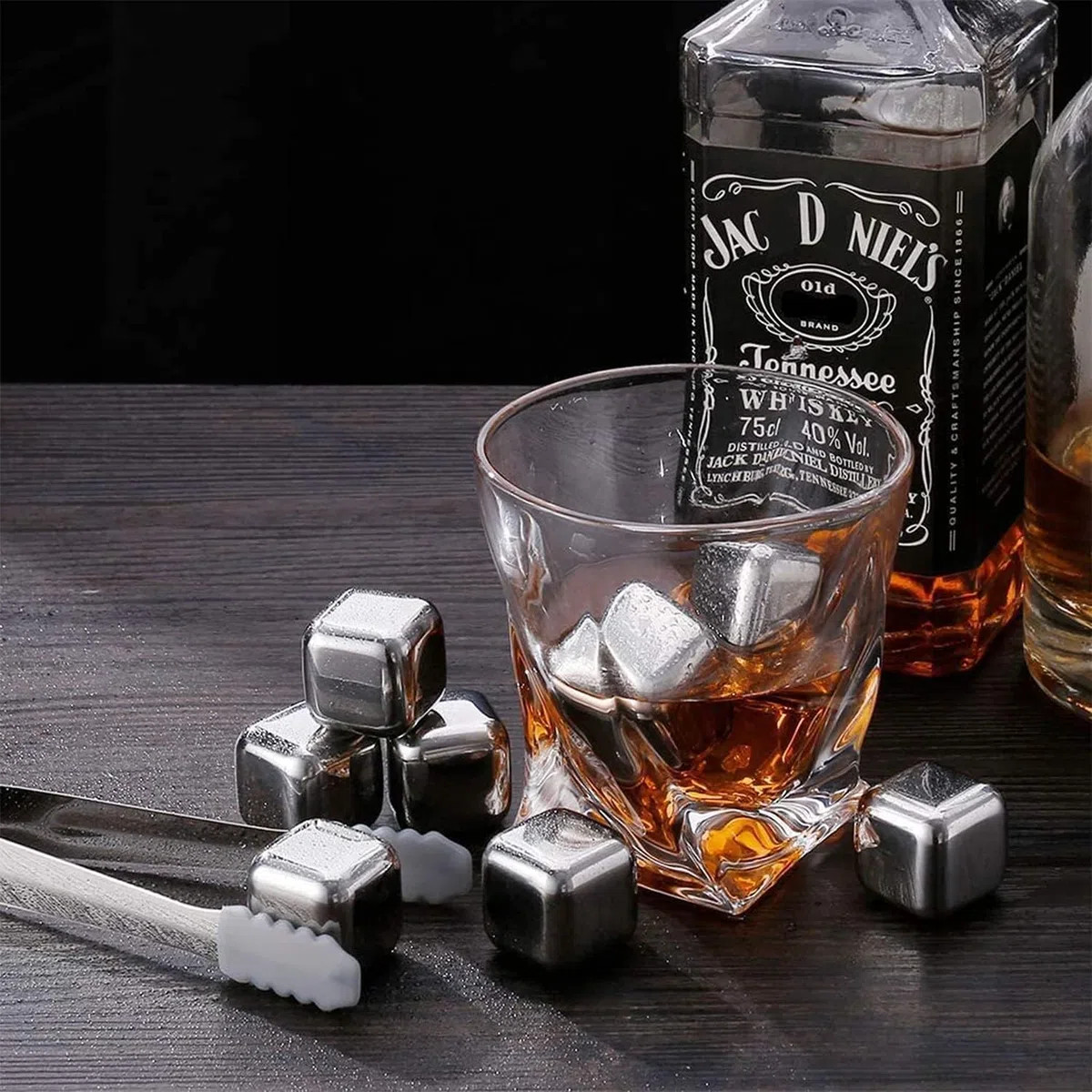 8 cubetti di ghiaccio riutilizzabili in acciaio inox, adatti per alimenti, in acciaio inox, pietre di ghiaccio, accessori per bar, cocktail, rocce di gin