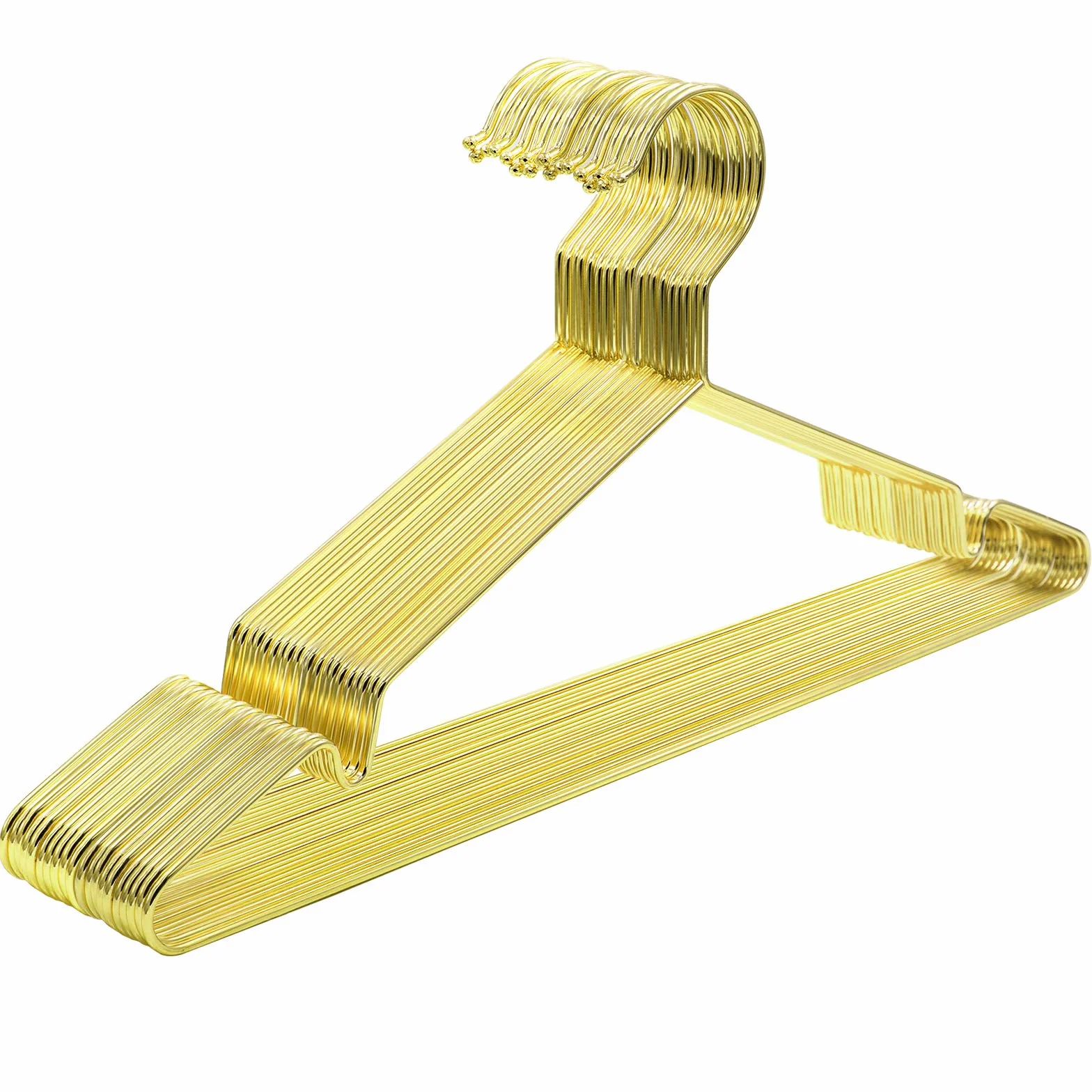 SONGMICS Pacco da 20 Grucce Metalliche Robuste, Appendini Cromati, Anti-ruggine, Salvaspazio, Durevoli, Lunghezza di 42 cm, Color Dorato CRI044G01