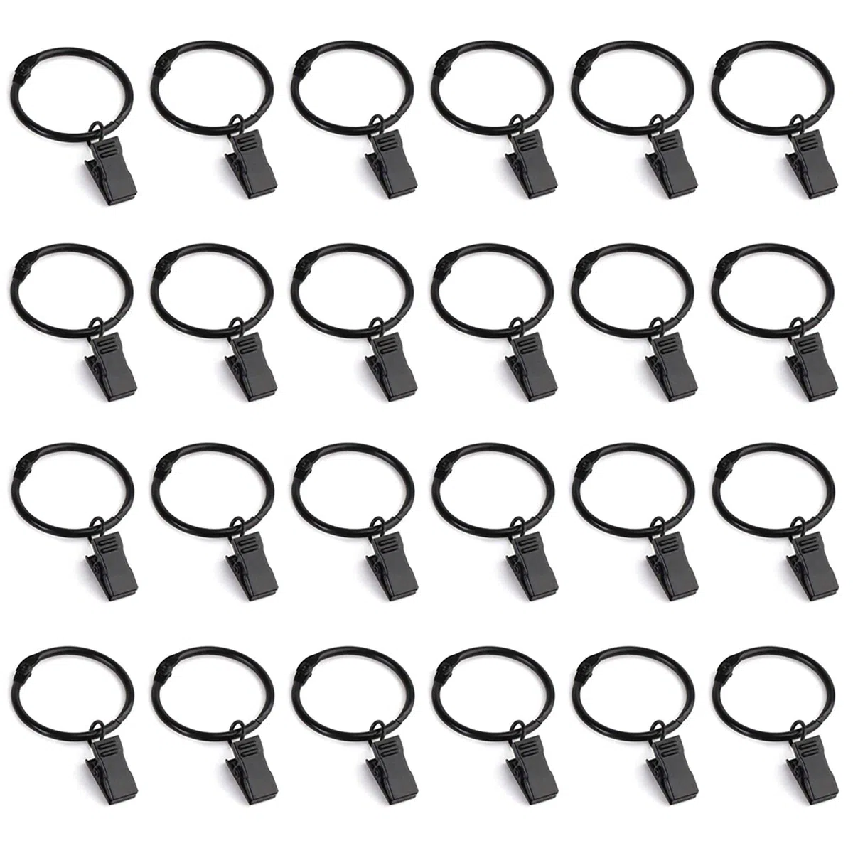 Anelli per Tende,Clip per Tende 40 Pezzi Clip per Tende Metallo Finestra Tenda Anello Ganci Clip con Occhielli per Asta Tende e Tendaggi Nero,Diametro Interno 35mm