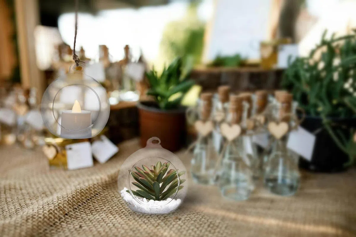Portacandele in Vetro da Appendere, Vaso, Terrario per Piante da Fiore, Contenitore per Sfere, Micro Paesaggio Fai da Te per Casa, Ufficio, Matrimonio