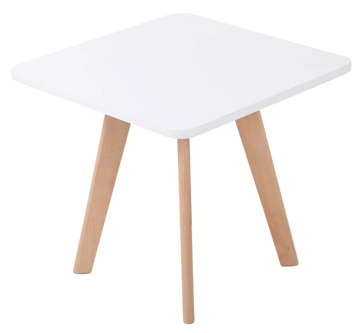 CLP Tavolino Quadrato Almeria Look Scandinavo I Gambe in Legno di Faggio I Tavolo da Divano, Colore:Bianco, Colore del Telaio:Natura (Quadrato)